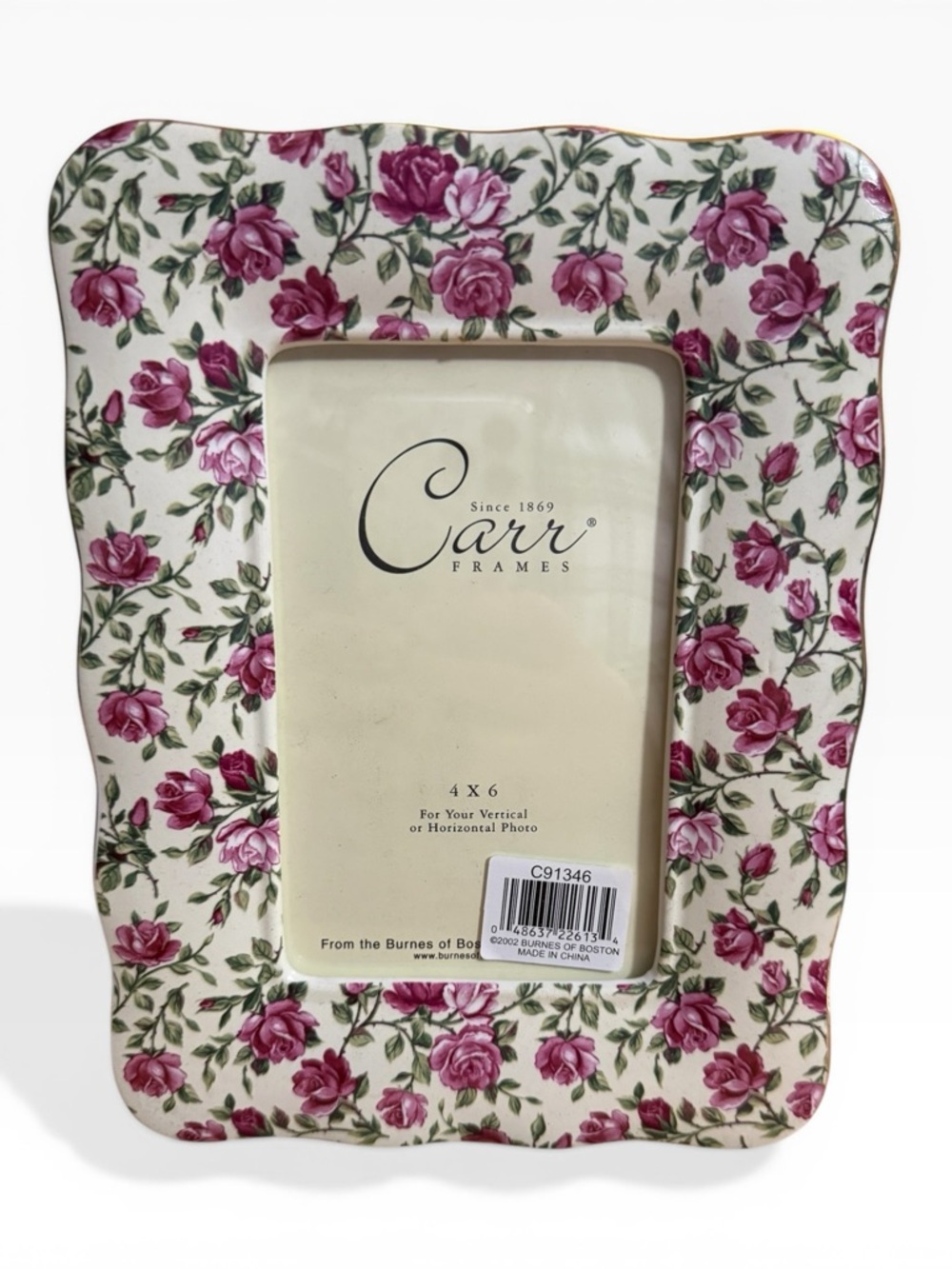 Carr Chintz-Sarah Ceramic 4x6 Photo Frame - New in Box